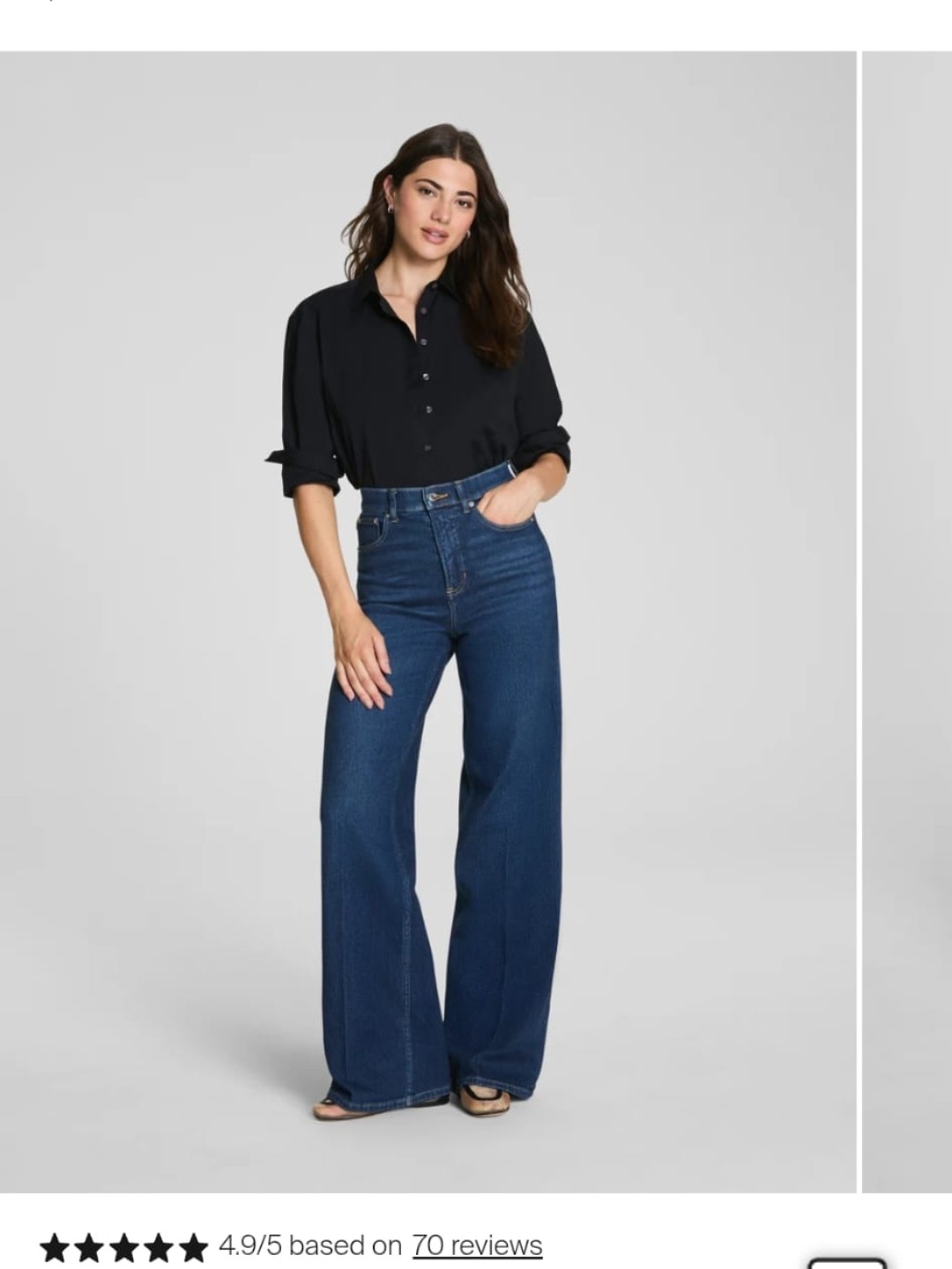 Spanx High-Rise Wide-Leg Jeans In Deep Blue - Petite